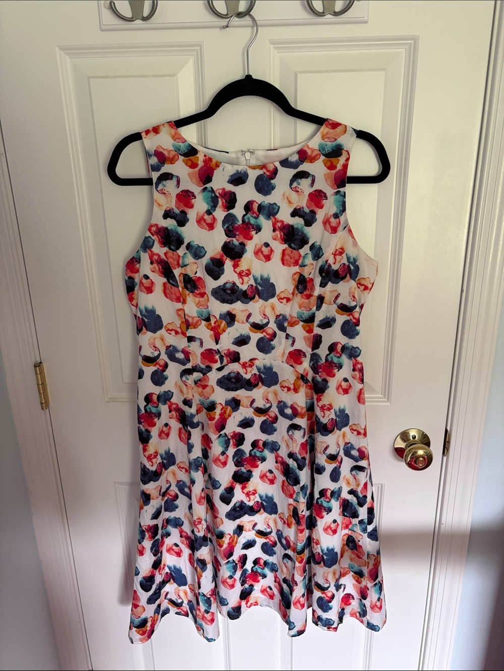 Nine West White Mini Dress with Multicolor Abstract Floral Print